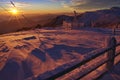 Winter sunset at Ceahlau weather station