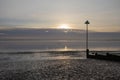 Winter sunset at Chalkwell beach, Essex, England, United Kingdom Royalty Free Stock Photo