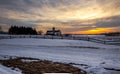 Winter sunset at the farm 2 Royalty Free Stock Photo