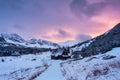 Winter sunset on Hala Gasienicowa in the Tatra Mountains, Poland