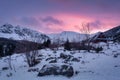 Winter sunset on Hala Gasienicowa in the Tatra Mountains, Poland