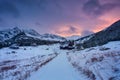 Winter sunset on Hala Gasienicowa in the Tatra Mountains, Poland