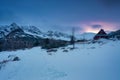 Winter sunset on Hala Gasienicowa in the Tatra Mountains, Poland