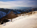 Winter sunset lights over the hills Royalty Free Stock Photo