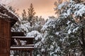 Winter sunset at the lodge