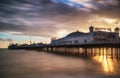 Winter sunset long exposure over Brighton pier.