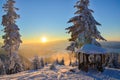 Winter sunset on mountain Royalty Free Stock Photo