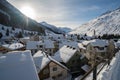 Winter sunset over Andermatt village