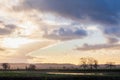 Winter sunset over flooded fields near Glastonbury, Somerset Royalty Free Stock Photo