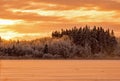 Winter Sunset Over Island Lake At Orangeville, Ontario Royalty Free Stock Photo