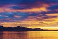Winter sunset over lake Geneva Royalty Free Stock Photo