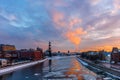 Winter sunset over the Moscow river