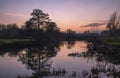 A winter sunset over the River Stour in Dedham in Essex Royalty Free Stock Photo
