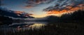 Winter Sunset panorama format photo of Cheam Lake Wetlands Regional Park with the Mount Cheam in the background, Rosedale Royalty Free Stock Photo