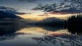 Winter Sunset panorama format photo of Cheam Lake Wetlands Regional Park with the Mount Cheam in the background, Rosedale Royalty Free Stock Photo