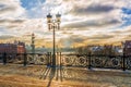 Winter sunset on the Patriarchal bridge in Moscow Royalty Free Stock Photo