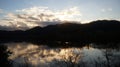 Winter sunset reflecting on Waikato river