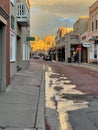 Winter sunset at the Historic Santa Fe Plaza, New Mexico Royalty Free Stock Photo