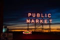 Pike place market at sunset Royalty Free Stock Photo