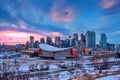 Winter Sunset Sky Over Downtown Calgary Royalty Free Stock Photo