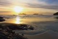 Winter Sunset from South End of Chesterman Beach, Tofino, Vancouver Island Royalty Free Stock Photo