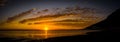 Panoramic view of the sunset at the beach