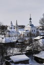 Winter Sunset in Suzdal an ancient Russian historical city