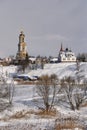 Winter Sunset in Suzdal an ancient Russian historical city