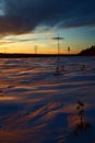 Winter sunset in Swedish Lapland, with breakable crust on the snow