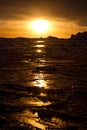 Winter sunset in waters of Antarctica Royalty Free Stock Photo