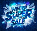 Winter super sale poster design with broken pieces of ice Royalty Free Stock Photo