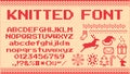 Winter sweater font. Knitted christmas sweaters letters, knit jumper xmas pattern and ugly sweater knits vector