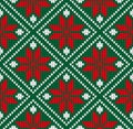 Winter sweater seamless norway green red white pattern vector illustration