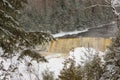 Winter at Tahquamenon Falls, Upper Michigan Waterfall, USA Royalty Free Stock Photo