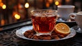 Winter tea and cinnamon and aniseed. AI generative