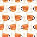 Winter tea cups decoration seamless pattern
