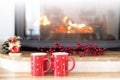 Winter tea cups Royalty Free Stock Photo