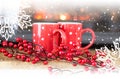 Winter tea cups Royalty Free Stock Photo