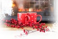 Winter tea cups Royalty Free Stock Photo