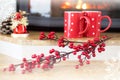 Winter tea cups Royalty Free Stock Photo