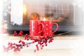 Winter tea cups Royalty Free Stock Photo