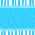Winter template with copy space on blue and white striped snowy