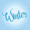 Winter text and Christmas greeting card template with text on snowfall patterned lightblue background