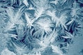 Winter texture of frost on the glass window as a background Royalty Free Stock Photo