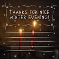 Winter thanks card with candles on the background