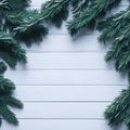 Winter Themed Empty Text Space and Pine Branches