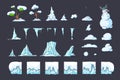 Winter Tile set for Platformer Game, Seamless vector ground blocks games design