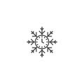 Winter time, clock snowflake. Vector logo icon template