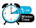 Winter time. Daylight saving time. Fall back alarm clock icon. Royalty Free Stock Photo