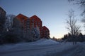 Winter time in Espoo Finland bright mordern buildings Royalty Free Stock Photo